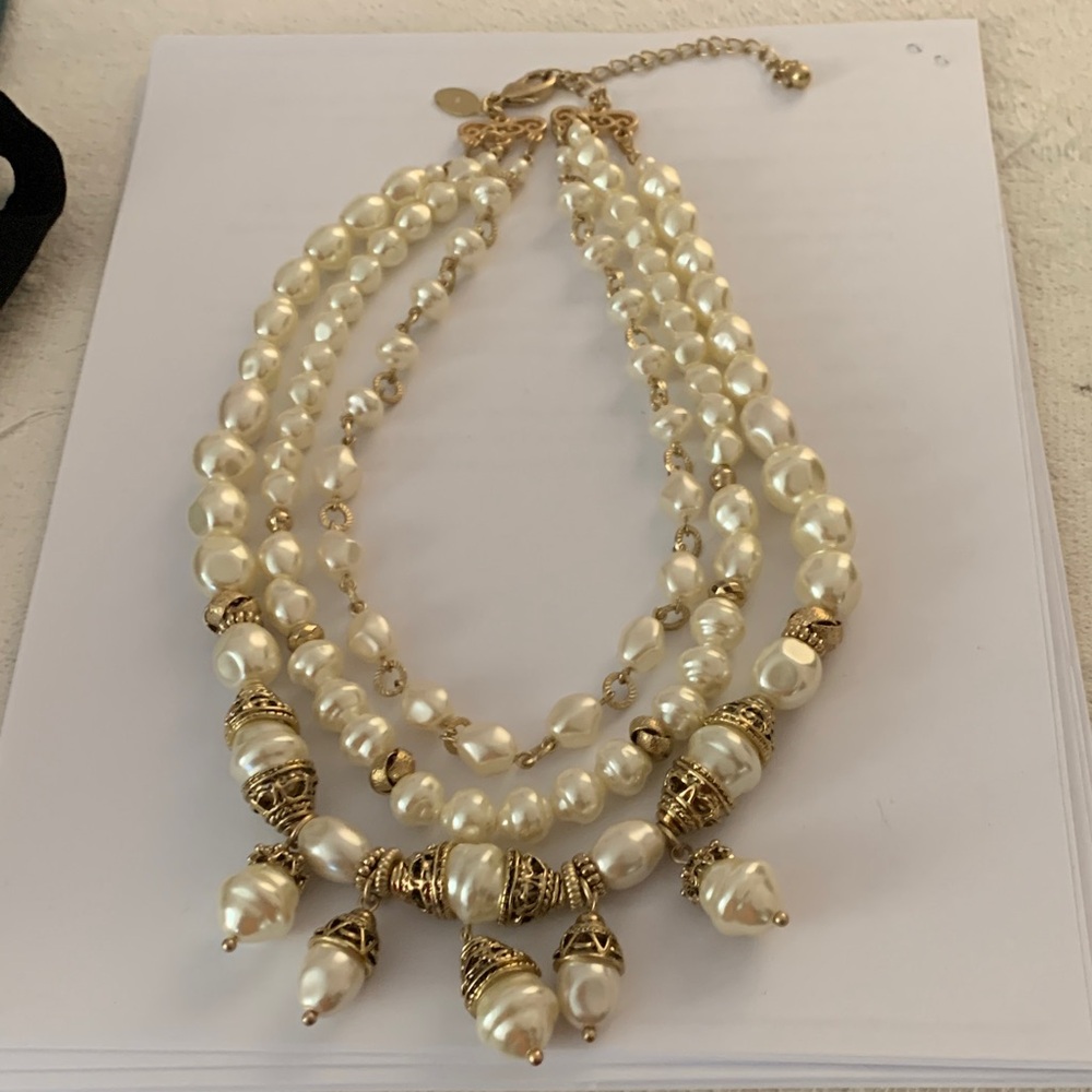 Chico Elegant Gold and Cream Pearl Necklace